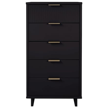Manhattan Comfort Granville Tall 23.62 Narrow Dresser in Black DR-5002